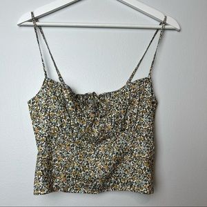 Abercrombie and Fitch green fruit ruched cami tie front top